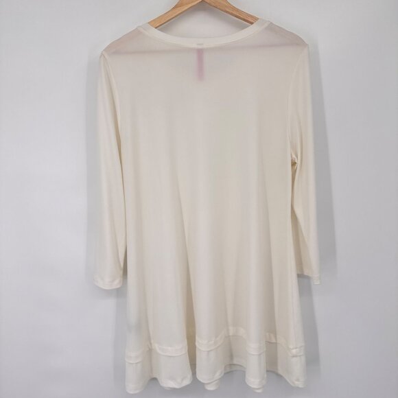 Ic By Connie K Cream Tunic Top size large womens Polyester/Spandex - Picture 11 of 11